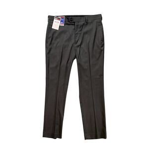 Roundtree & Yorke Pant Mens 34 Charcoal Travel Smart Straight Flat Front Comfort